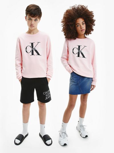 Calvin Klein Ruhák HU020423 | Calvin Klein Organic Cotton Logo Lány Pulóver Rózsaszín